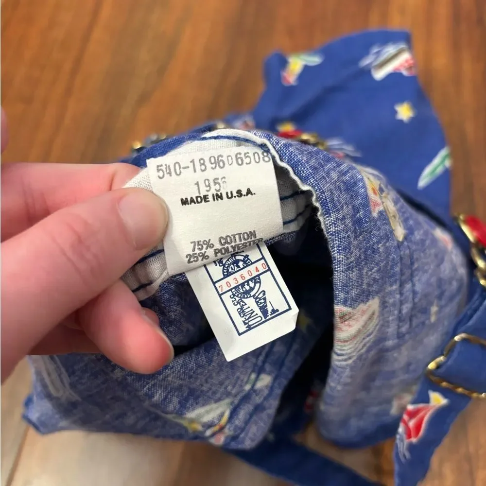 Osh Kosh B’Gosh vintage blue nautical boat lighthouse overall shorts